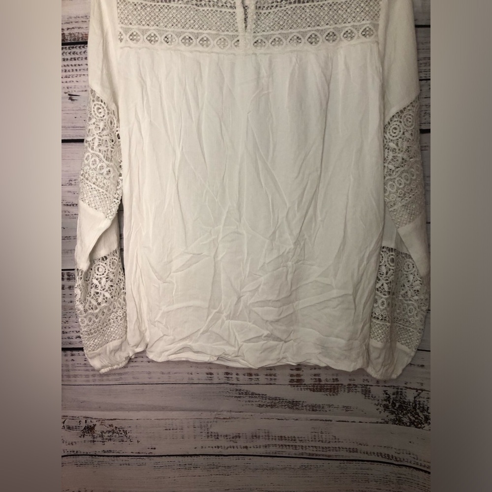 Lascana White Lace Flutter Sleeve Blouse NWT - Picture 14 of 16